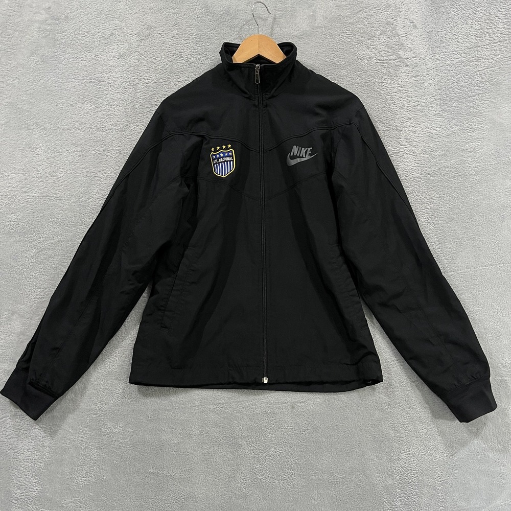 Nike Track Jacket Mens Small Black Atletico Nacional Soccer Mesh Lined Full Zip
